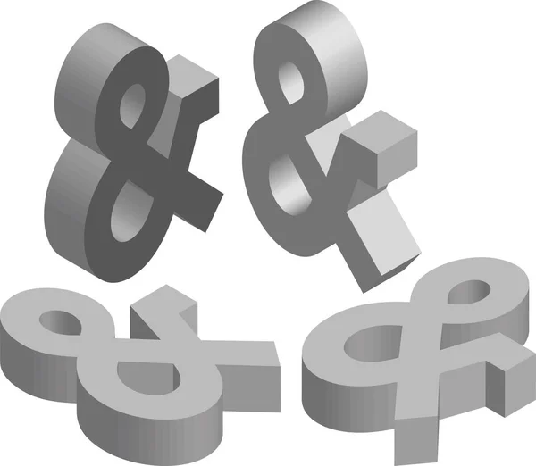 Ampersand Isométrico Símbolo Modelo Para Criação Logotipos Emblemas Monogramas Preto — Vetor de Stock