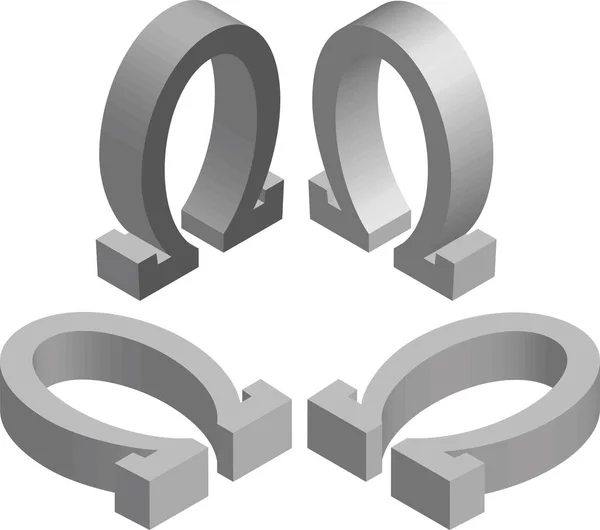 Symbole Oméga Isométrique Modèle Pour Créer Des Logos Des Emblèmes — Image vectorielle