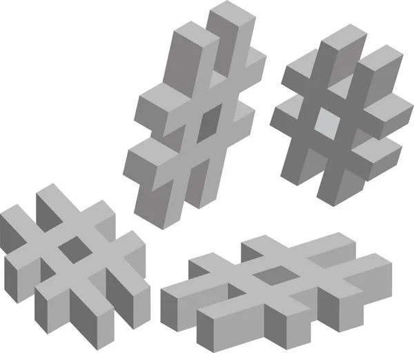 Изометрический Символ Числа Шаблон Создания Логотипов Эмблем Монограмм Черное Белое — стоковый вектор