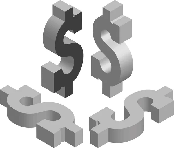 Símbolo Dólar Isométrico Modelo Para Criação Logotipos Emblemas Monogramas Preto —  Vetores de Stock