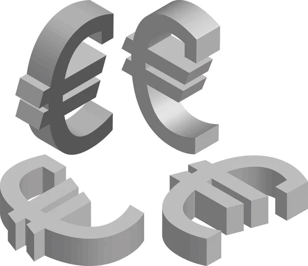 Izometrický Symbol Eura Šablona Pro Vytváření Log Emblémů Monogramů Černobílý — Stockový vektor