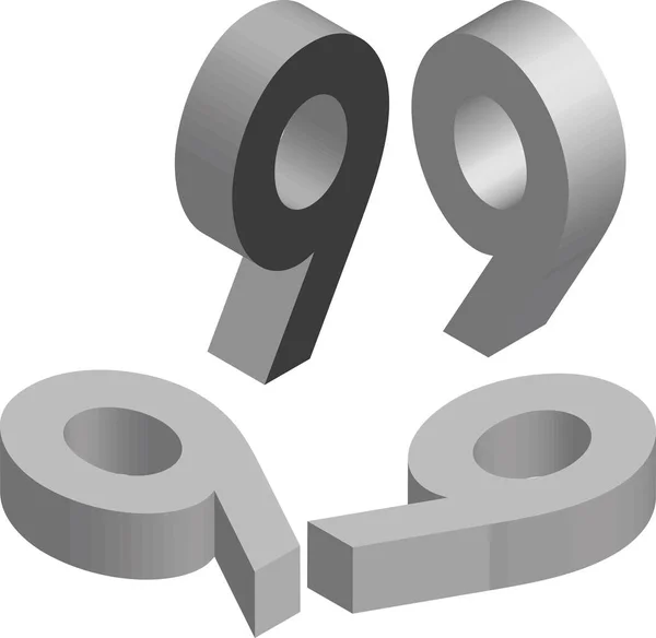 Isométrico Número Modelo Para Criação Logotipos Emblemas Monogramas Preto Branco —  Vetores de Stock