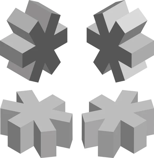 Isometric Asterisk Symbol Template Creating Logos Emblems Monograms Black White — Stock Vector