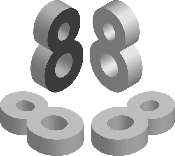 Ізометричне Число Шаблон Створення Логотипів Емблем Монограм Чорно Білий Ілюстрація — стоковий вектор