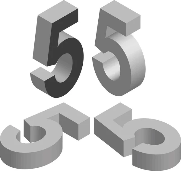 Izometrické Číslo5 Šablona Pro Vytváření Log Emblémů Monogramů Černobílý Obrázek — Stockový vektor