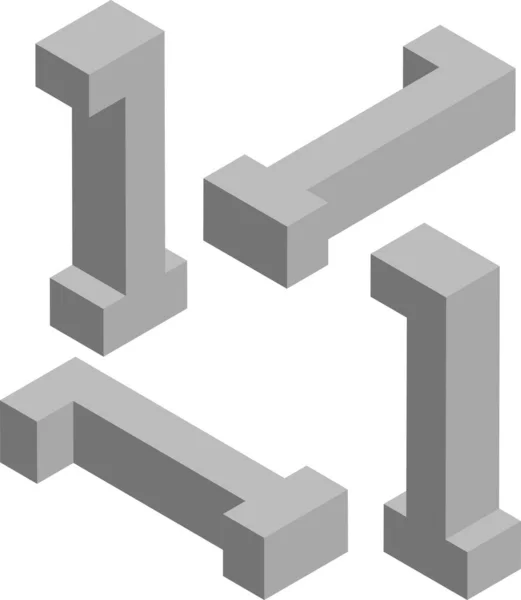 Isometric Number Template Creating Logos Emblems Monograms Black White Art — Stock Vector
