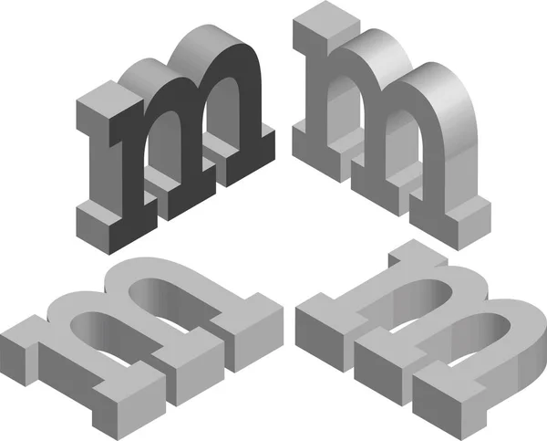 アイソメトリックレターM ロゴを作成するためのテンプレート エンブレム モノグラム 黒と白だ 3Dアートシンボルイラスト — ストックベクタ