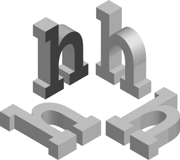 Isometric Letter Template Creating Logos Emblems Monograms Black White Art — Stock vektor