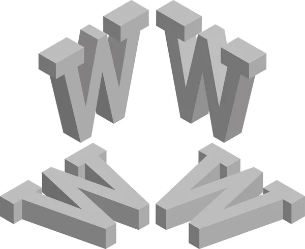 等号字母W Template用于创建标识 黑人和白人 3D艺术符号图解 — 图库矢量图片
