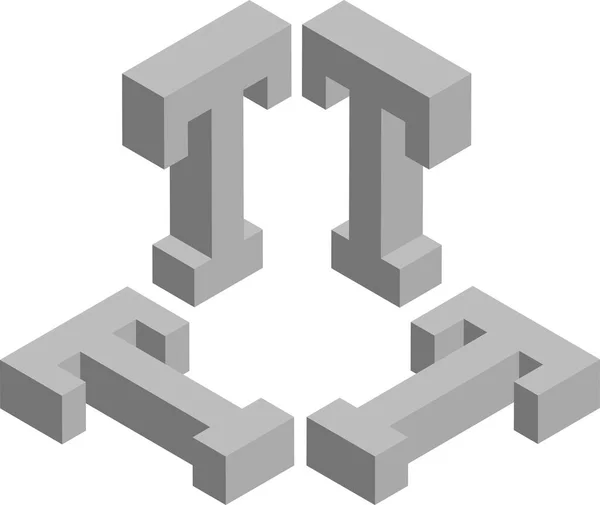 Изометрическая Буква Шаблон Создания Логотипов Эмблем Монограмм Черное Белое Иллюстрация — стоковый вектор