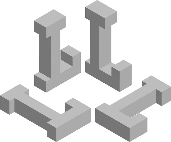 Isometric Letter Template Creating Logos Emblems Monograms Black White Art — Stock Vector