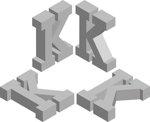 等号字母K 用于创建标识 黑人和白人 3D艺术符号图解 — 图库矢量图片