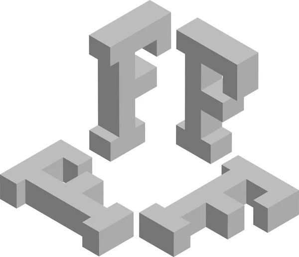 Isometric Letter Template Creating Logos Emblems Monograms Black White Art — Stock Vector