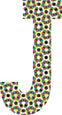 Renkli yarım ton yazı tipi tasarımı LETTER J vektör illüstrasyonu