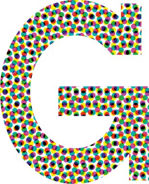 Renkli yarım ton yazı tipi tasarımı Letter G vektör çizimi