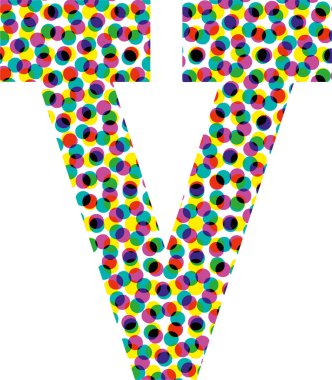 Renkli yarım ton yazı tipi tasarımı LETTER V - vektör illüstrasyonu