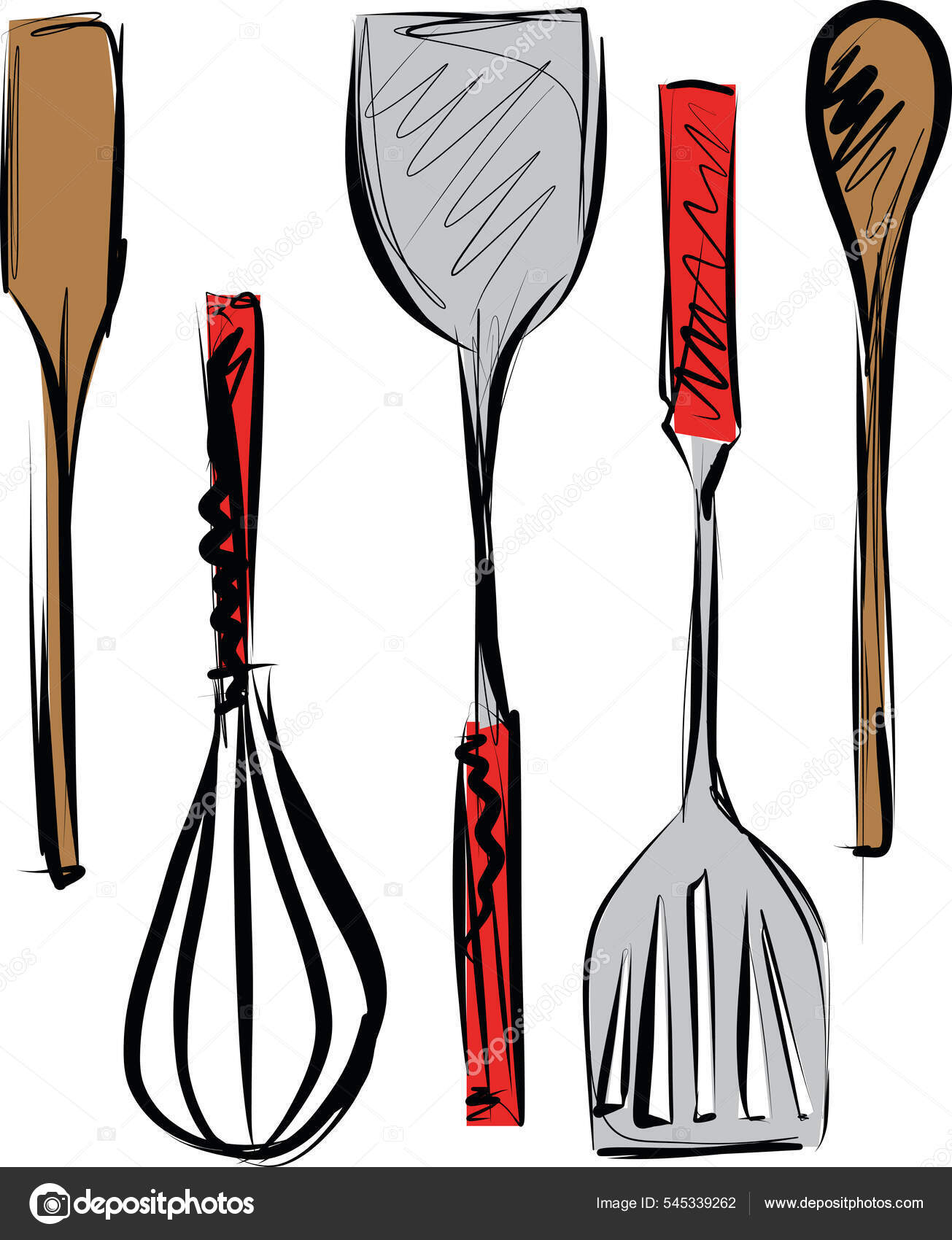 Sketch Kitchen Tools Cooking Utensils Icon Spatula Whisk Skimmer Vector  Stock Vector by ©aroas 545339262, image size:1305x1700