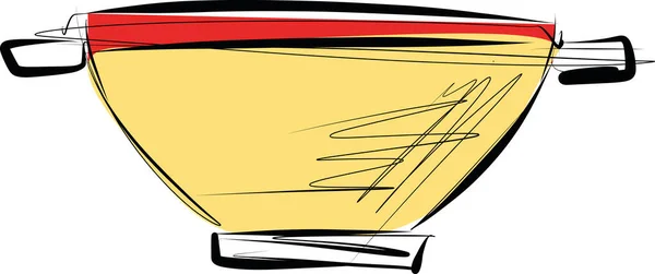 Σκίτσο Κίτρινου Και Κόκκινου Άδειου Μπολ Διανυσματική Απεικόνιση — Διανυσματικό Αρχείο