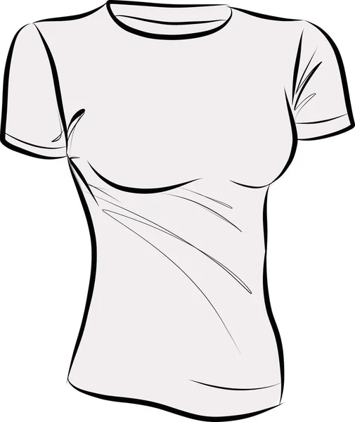 Camiseta Vectorial Mujer Camiseta Plantilla Aislada Sobre Fondo Blanco Boceto — Vector de stock