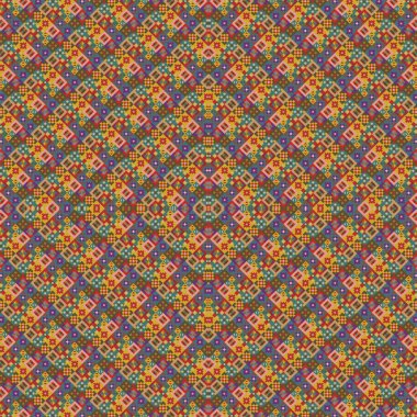 Kusursuz renkli desen, etnik tarzda geometrik desen. Vektör illüstrasyonu