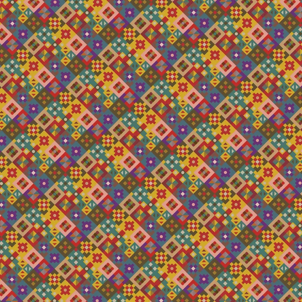 シームレスなカラフルなパターン 民族スタイルの幾何学的なパターン ベクターイラスト — ストックベクタ