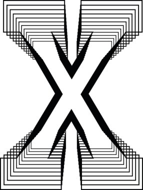 Harf X Satırı Logo Simgesi Tasarımı - Vektör İllüstrasyonu