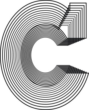 C Satırı Logo Simgesi Tasarımı - Vektör İllüstrasyonu