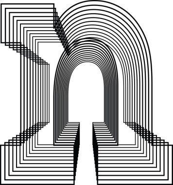 Harf n Satır Logo Simgesi Tasarımı - Vektör İllüstrasyonu