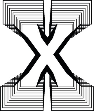Harf X Satırı Logo Simgesi Tasarımı - Vektör İllüstrasyonu