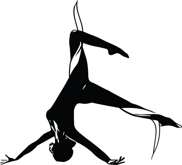 Náčrt Leteckého Gymnastického Výcviku Vystupující Izolovaně Nad Bílým Studiem Letecká — Stockový vektor