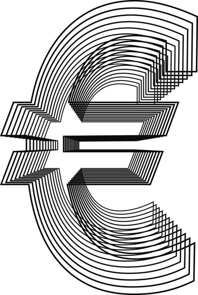 Euro Símbolo Línea Logo Icono Diseño Vector Ilustración — Vector de stock