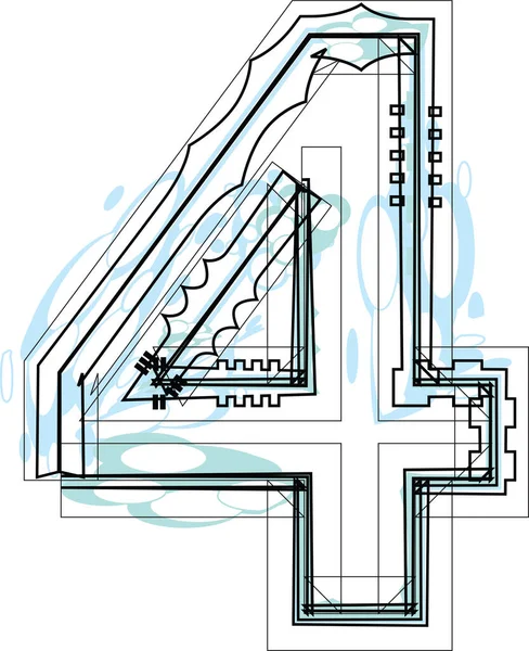 Illustrazione Carattere Number — Vettoriale Stock