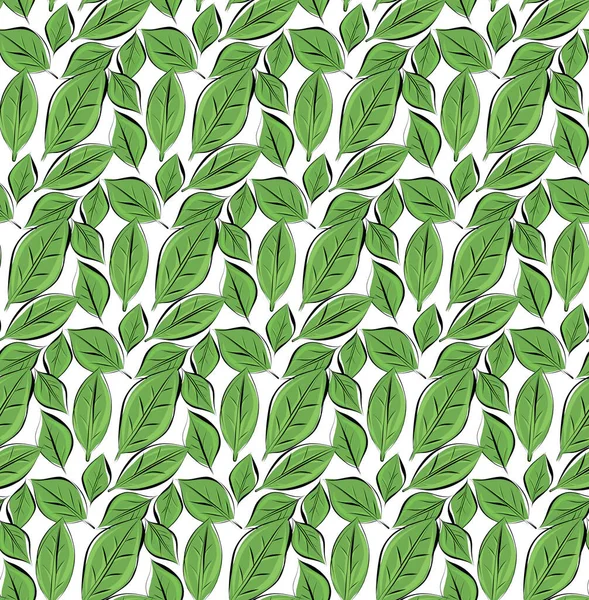 Vector Hand Drawn Doodle Leaves Seamless Pattern — Stockvector