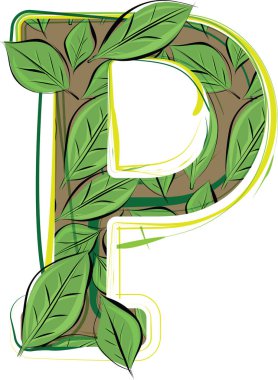 Yeşil yaprak alfabe vektörü İllüstrasyon Harfi P