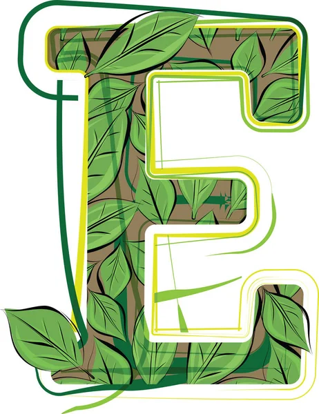 Green Leaf Alphabet Vector Illustration Letter — Stockový vektor