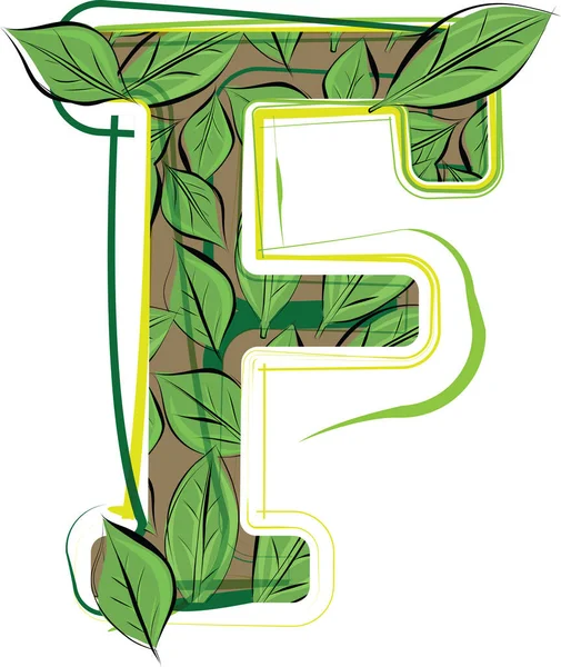 Green Leaf Alphabet Vector Illustration Letter — стоковый вектор