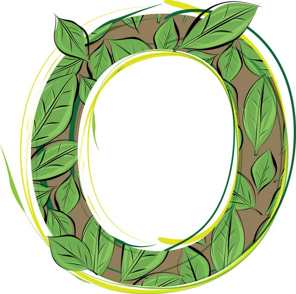 Green Leaf Alphabet Vector Illustration Letter — стоковый вектор