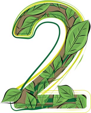 Yeşil yaprak alfabe vektörü 2 numaralı resimleme