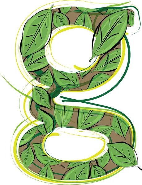 Green Leaf Alphabet Vector Illustration Letter — 图库矢量图片