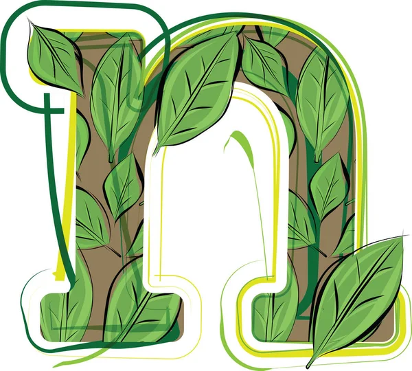 Vetor Alfabeto Folha Verde Ilustração Letter — Vetor de Stock