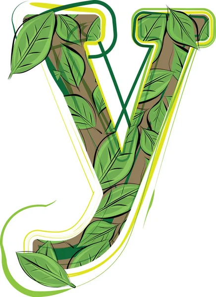 Green Leaf Alphabet Vector Illustration Letter — Διανυσματικό Αρχείο