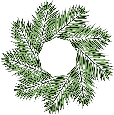 Yeşil tropikal yapraklı çiçek desenli taşıyıcı bayrakları. Kozmetik, kaplıca, parfüm, güzellik salonu, seyahat acentası, çiçekçi dükkanı için egzotik botanik tasarımı