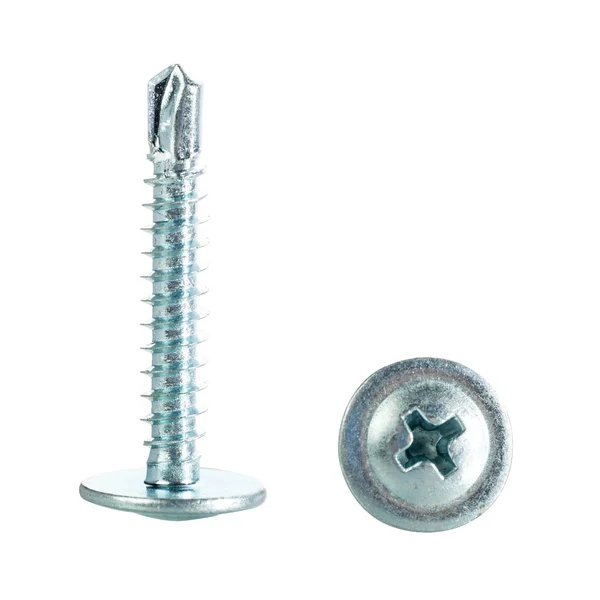 Two metal self-tapping screws — Stock Photo, Image