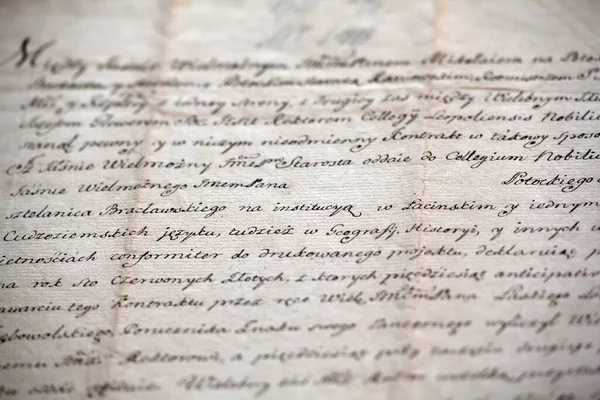 Antiguo Texto Manuscrito Idioma Polaco Grunge Vintage Textura Fondo Macro — Foto de Stock
