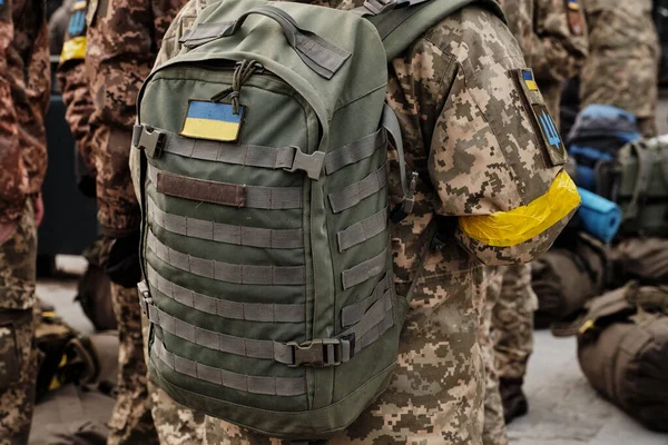 Українські Солдати Вирушають Щоб Приєднатися Військових Зусиль Український Солдат Військовій — стокове фото