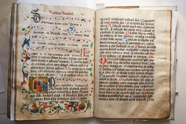 Lviv Ukraine April 2020 Manuscripts Medieval Library Incunabula Books Printing — 스톡 사진