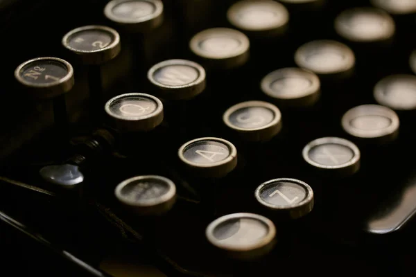 Vintage typewriter keys. Closeup of a vintage typewriter. Shallow depth of field