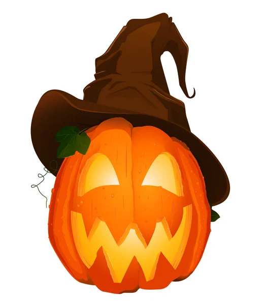 Ilustración Halloween Vacaciones Calabaza Naranja Con Ojos Brillantes Cara Malvada Vector de stock