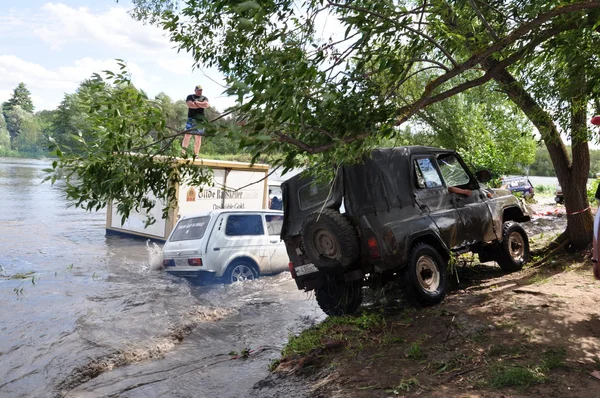 Russian championship trophy raid among SUVs, ATVs and motorcycles. — Stock Photo, Image