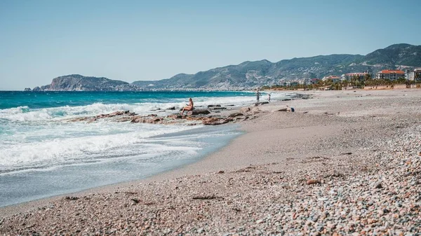 Vista de Alanya, playa de mar en Alanya, Turquía —  Fotos de Stock